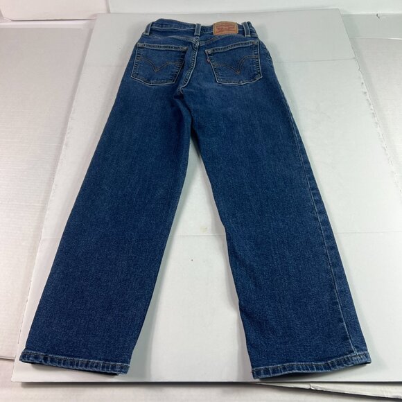 Levi's Jeans Women 24x25* Ribcage High Rise Straight Crop Dark Blue Denim Tag 25 - Picture 10 of 16